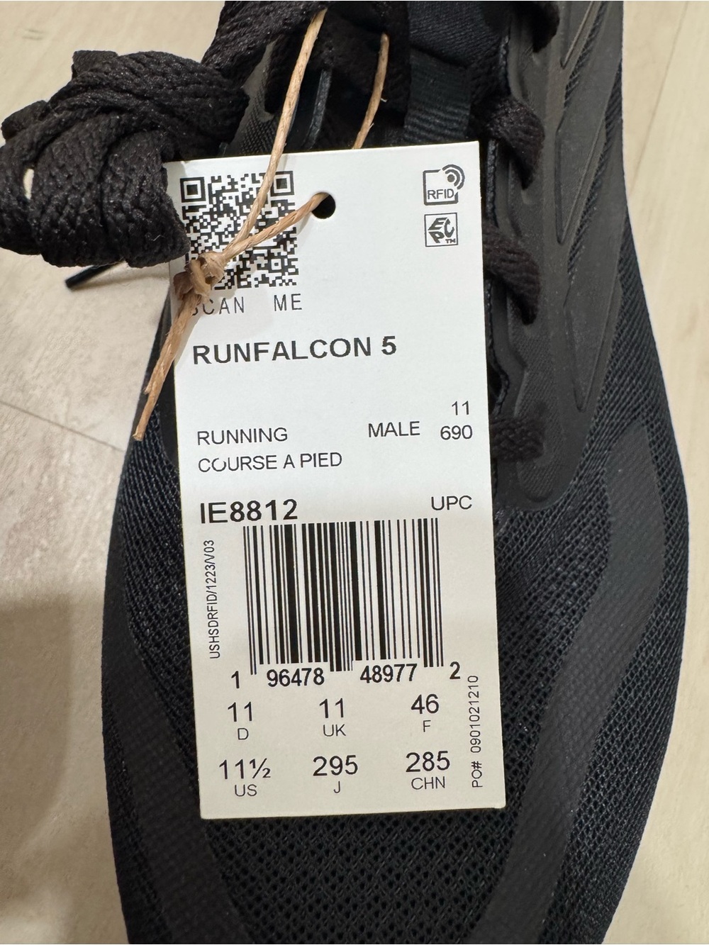 NWT Adidas Runfalcon 5 Running Shoes Black Men's 11.5 IE8812 - Picture 9 of 11